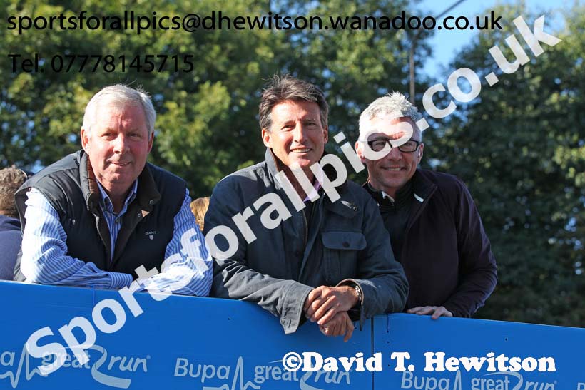 Brendan Foster, Sir Sebastian Coe and Jonathan Edwards before the start of the BUPA Great North Run. Photo: David T. Hewitson/Sports for All Pics